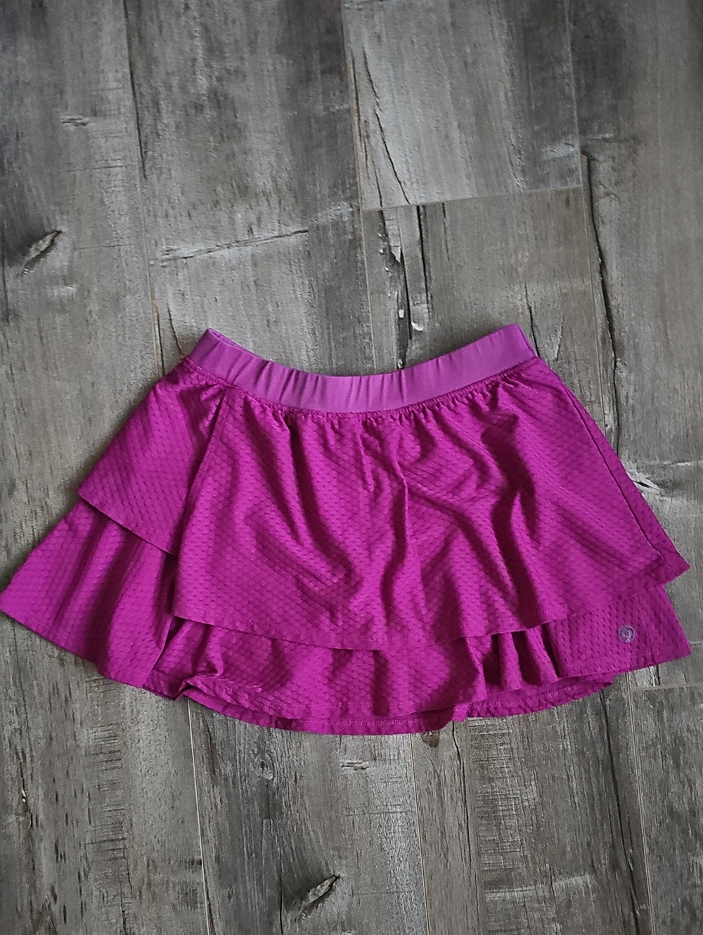 Lija Women's Purple Fushsia Double Ruffle Athletic Skort Size S